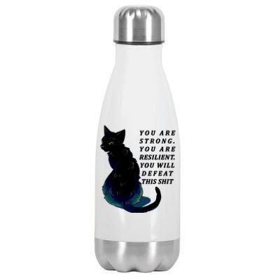 You Are Strong Resilient You Will Defeat This Shit Cat Stainless Steel Insulated Water Bottle