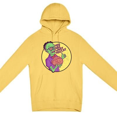 You Are What You Eat Zombie Nerd Brains Premium Pullover Hoodie