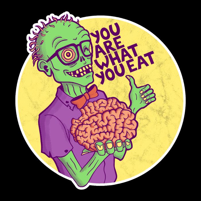 You Are What You Eat Zombie Nerd Brains Flexfit Unipanel Trucker Cap