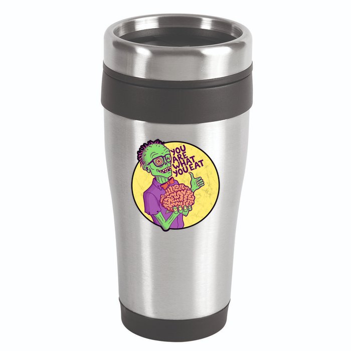You Are What You Eat Zombie Nerd Brains 16oz Travel Tumbler