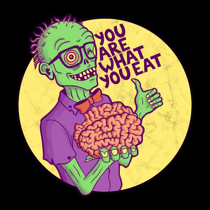 You Are What You Eat Zombie Nerd Brains Baseball Sleeve Shirt