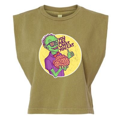 You Are What You Eat Zombie Nerd Brains Garment-Dyed Women's Muscle Tee