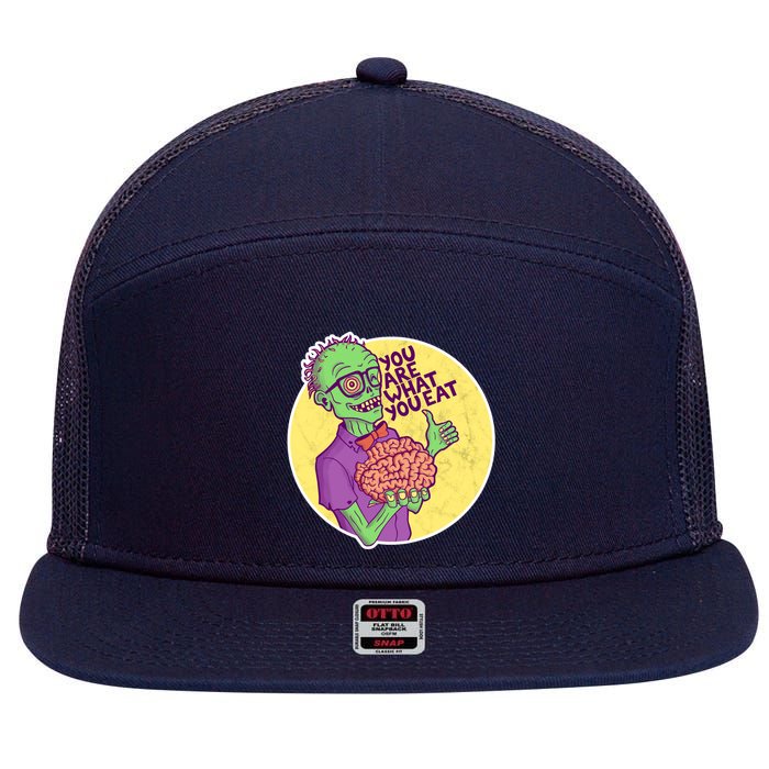 You Are What You Eat Zombie Nerd Brains 7 Panel Mesh Trucker Snapback Hat