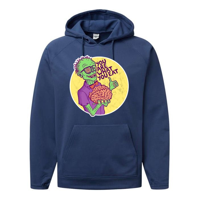 You Are What You Eat Zombie Nerd Brains Performance Fleece Hoodie