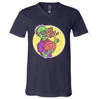 You Are What You Eat Zombie Nerd Brains V-Neck T-Shirt