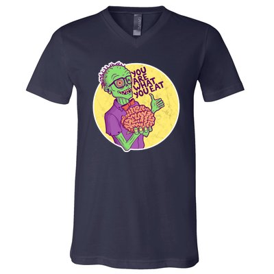 You Are What You Eat Zombie Nerd Brains V-Neck T-Shirt