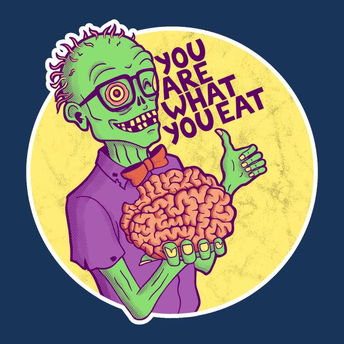 You Are What You Eat Zombie Nerd Brains Drawstring Bag