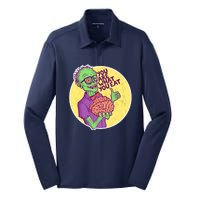 You Are What You Eat Zombie Nerd Brains Silk Touch Performance Long Sleeve Polo