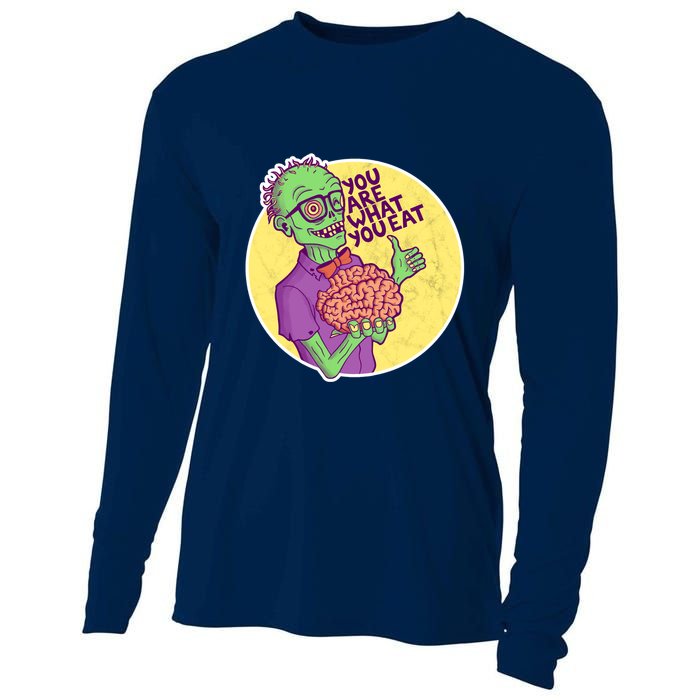 You Are What You Eat Zombie Nerd Brains Cooling Performance Long Sleeve Crew