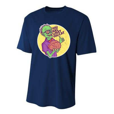 You Are What You Eat Zombie Nerd Brains Performance Sprint T-Shirt