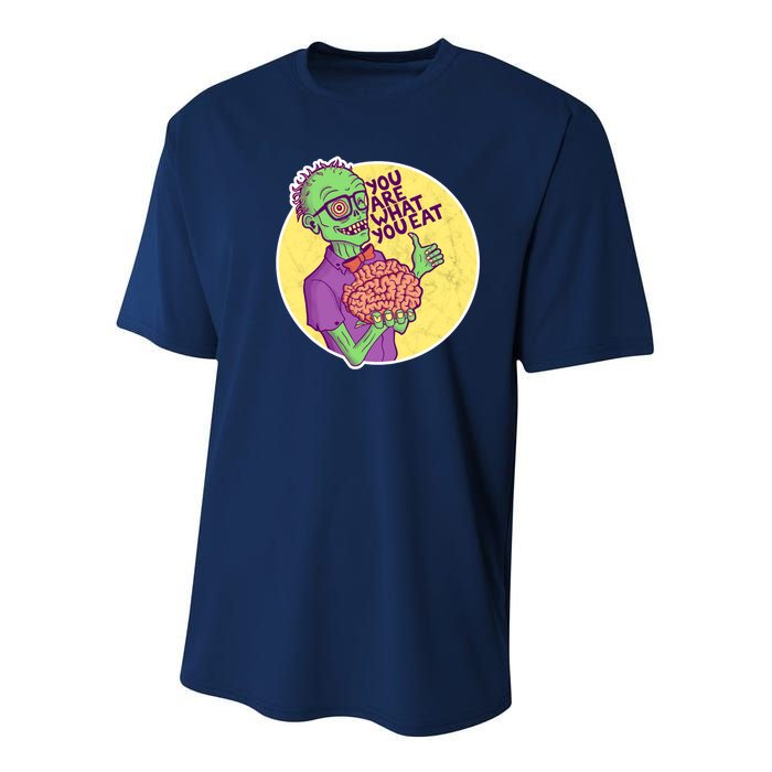 You Are What You Eat Zombie Nerd Brains Youth Performance Sprint T-Shirt