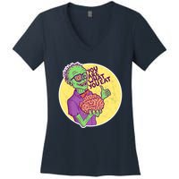 You Are What You Eat Zombie Nerd Brains Women's V-Neck T-Shirt
