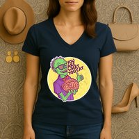 You Are What You Eat Zombie Nerd Brains Women's V-Neck T-Shirt