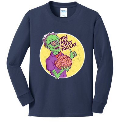 You Are What You Eat Zombie Nerd Brains Kids Long Sleeve Shirt