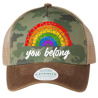 You Belong LGBTQ Stone Pattern Rainbow Legacy Tie Dye Trucker Hat
