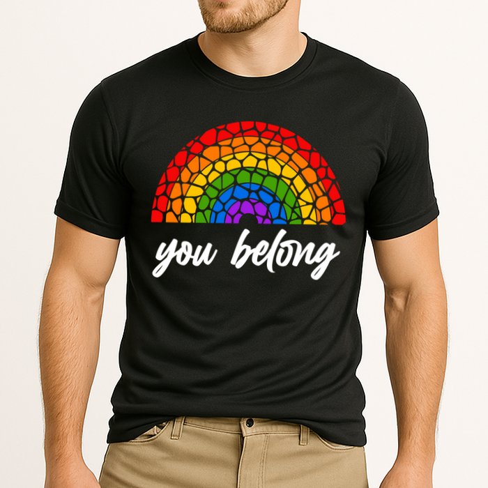 You Belong LGBTQ Stone Pattern Rainbow Performance Shirt