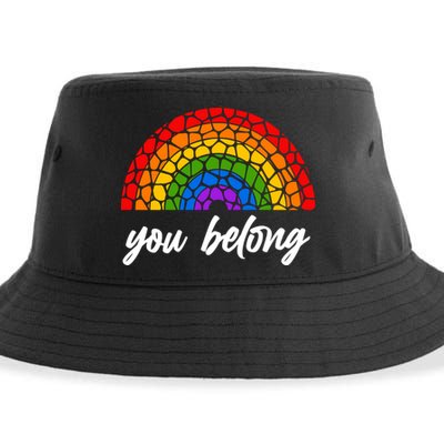 You Belong LGBTQ Stone Pattern Rainbow Sustainable Bucket Hat