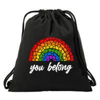 You Belong LGBTQ Stone Pattern Rainbow Drawstring Bag