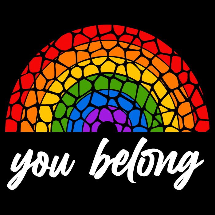 You Belong LGBTQ Stone Pattern Rainbow Drawstring Bag