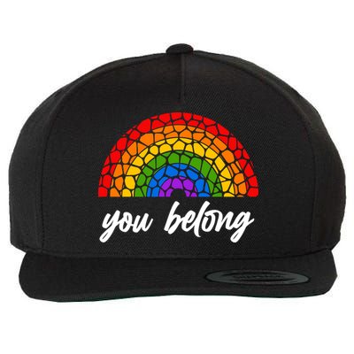 You Belong LGBTQ Stone Pattern Rainbow Wool Snapback Cap