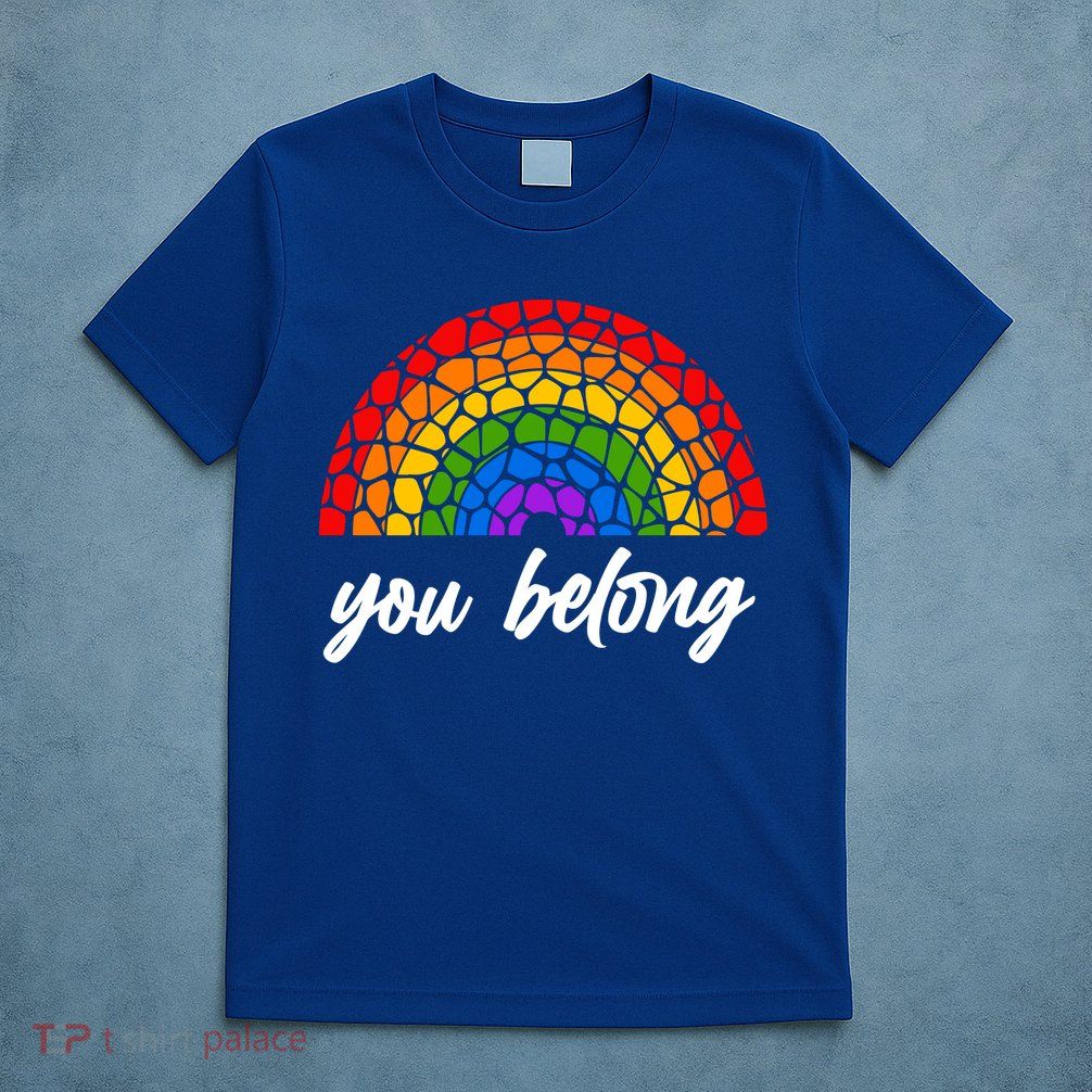 You Belong LGBTQ Stone Pattern Rainbow T-Shirt