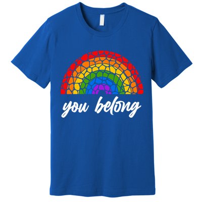 You Belong LGBTQ Stone Pattern Rainbow Premium T-Shirt