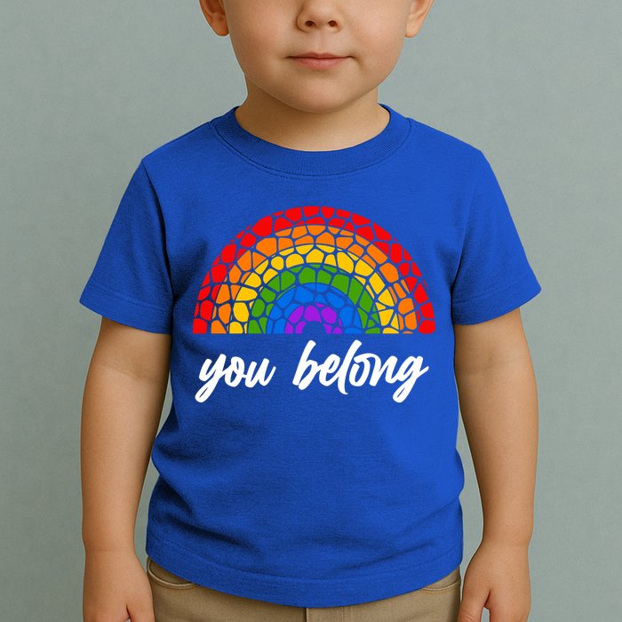 You Belong LGBTQ Stone Pattern Rainbow Toddler T-Shirt