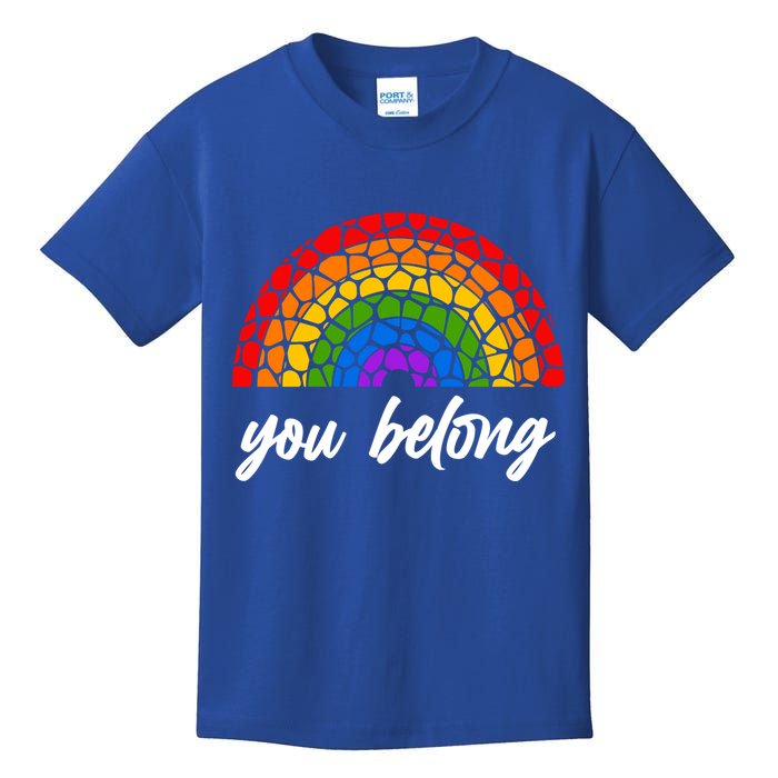 You Belong LGBTQ Stone Pattern Rainbow Kids T-Shirt