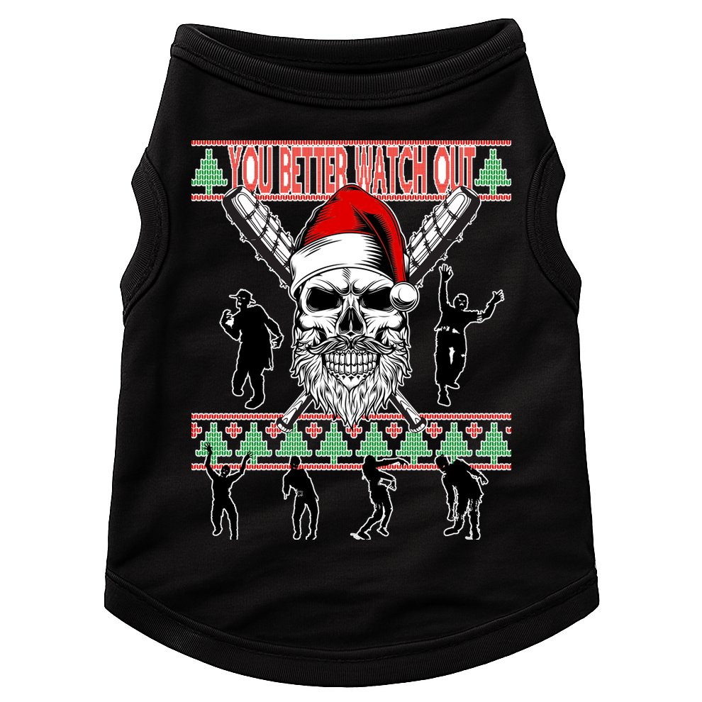 You Better Watch Out Zombie Santa Ugly Christmas Doggie Tank