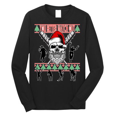 You Better Watch Out Zombie Santa Ugly Christmas Long Sleeve Shirt