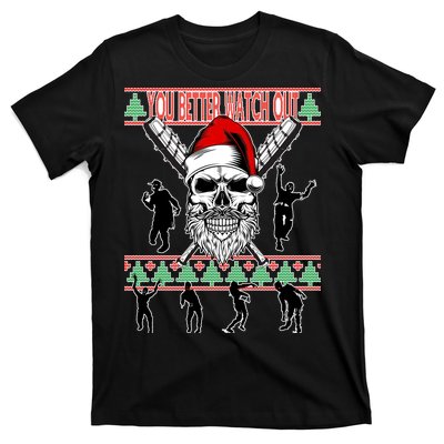 You Better Watch Out Zombie Santa Ugly Christmas T-Shirt