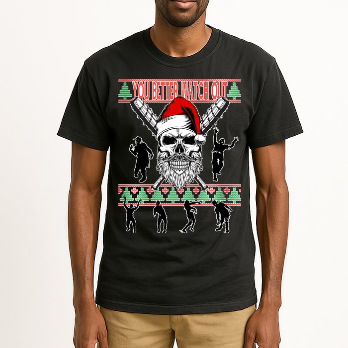 You Better Watch Out Zombie Santa Ugly Christmas Tall T-Shirt