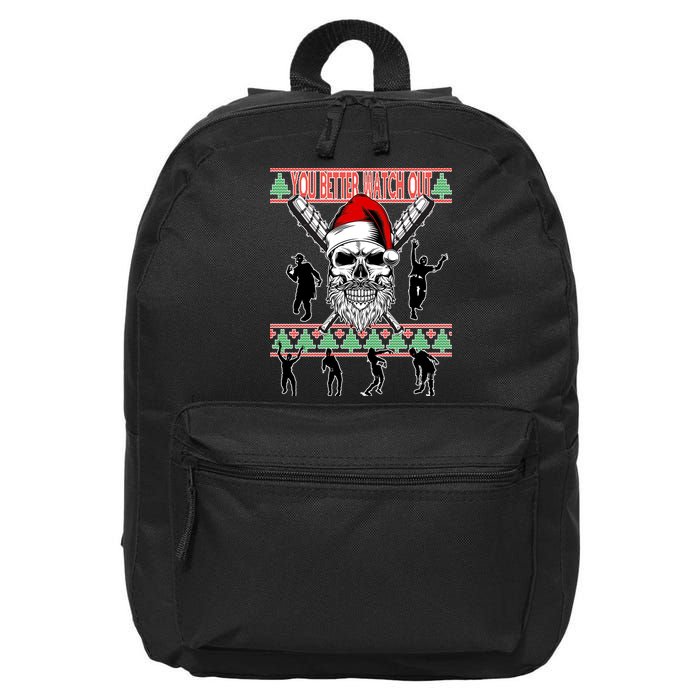 You Better Watch Out Zombie Santa Ugly Christmas 16 in Basic Backpack
