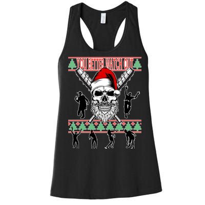 You Better Watch Out Zombie Santa Ugly Christmas Women's Racerback Tank