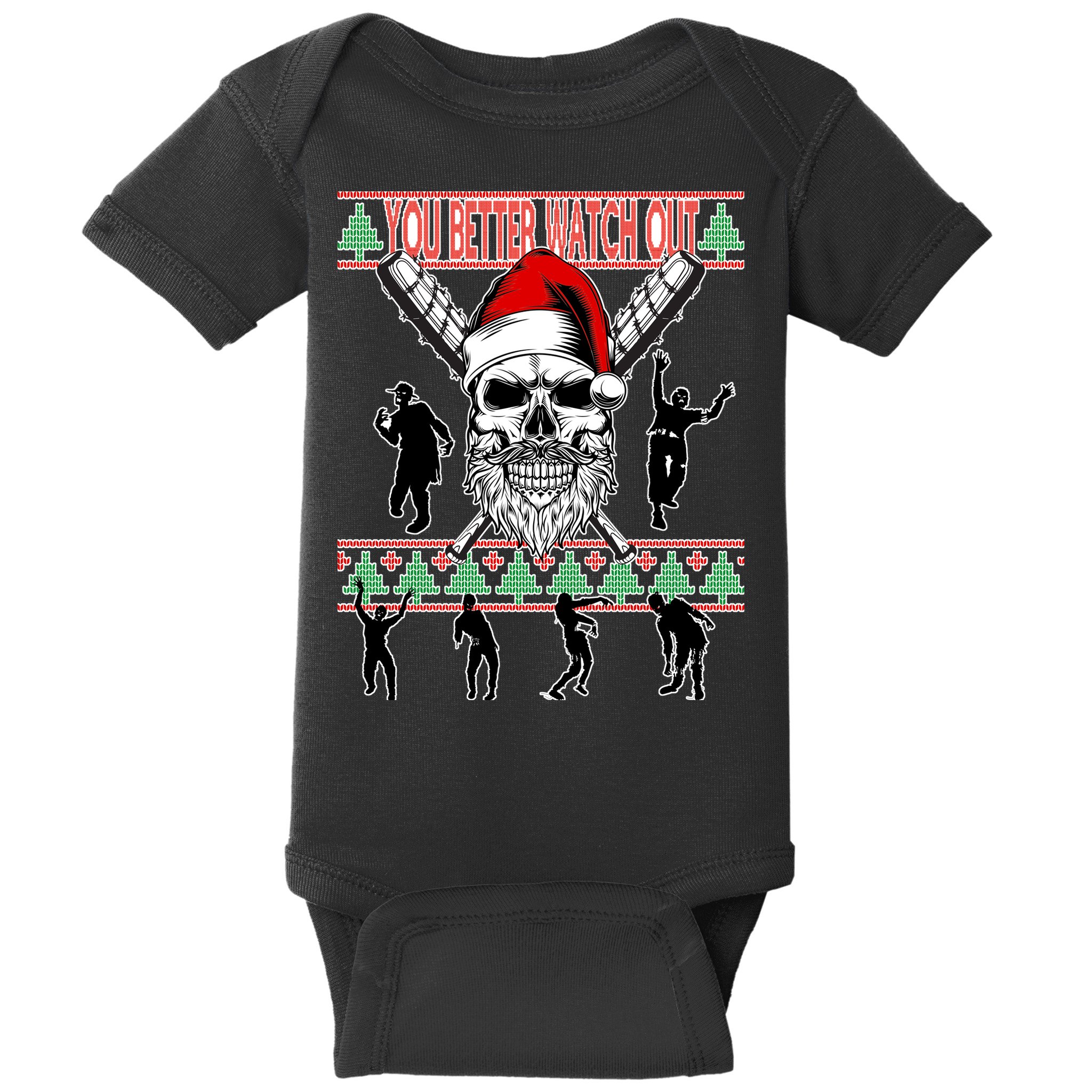 You Better Watch Out Zombie Santa Ugly Christmas Baby Bodysuit