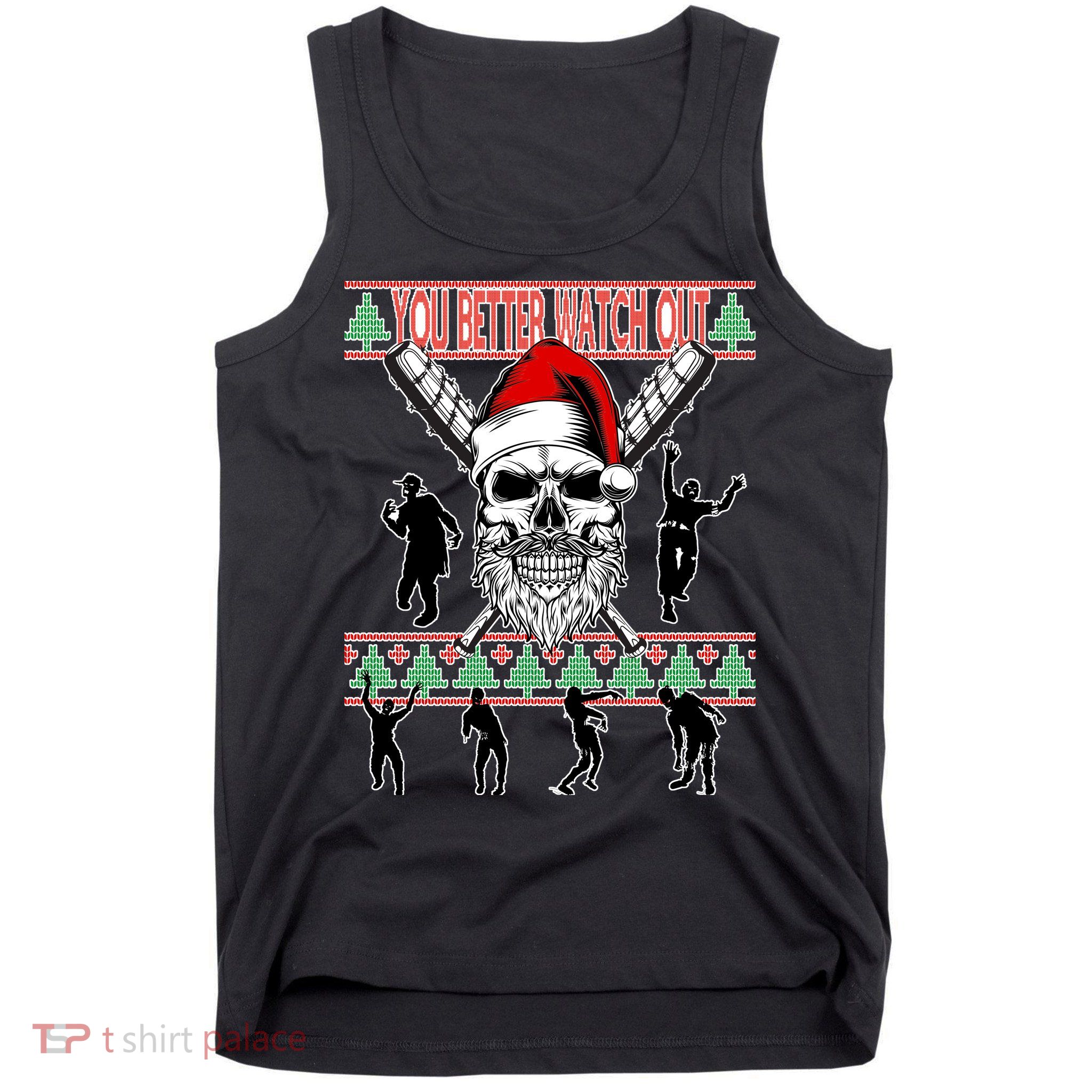 You Better Watch Out Zombie Santa Ugly Christmas Tank Top