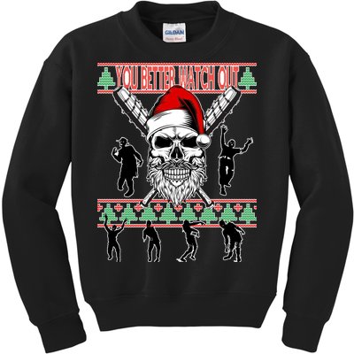 You Better Watch Out Zombie Santa Ugly Christmas Kids Sweatshirt