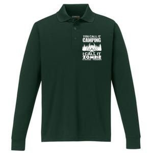 You Call It Camping I Call it Zombie Survival Training Performance Long Sleeve Polo