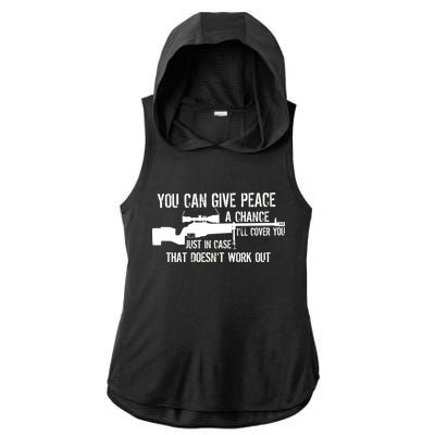 You Can Give Peace A Chance Ladies PosiCharge Tri-Blend Wicking Draft Hoodie Tank