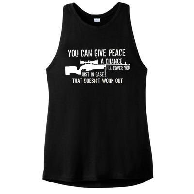 You Can Give Peace A Chance Ladies PosiCharge Tri-Blend Wicking Tank