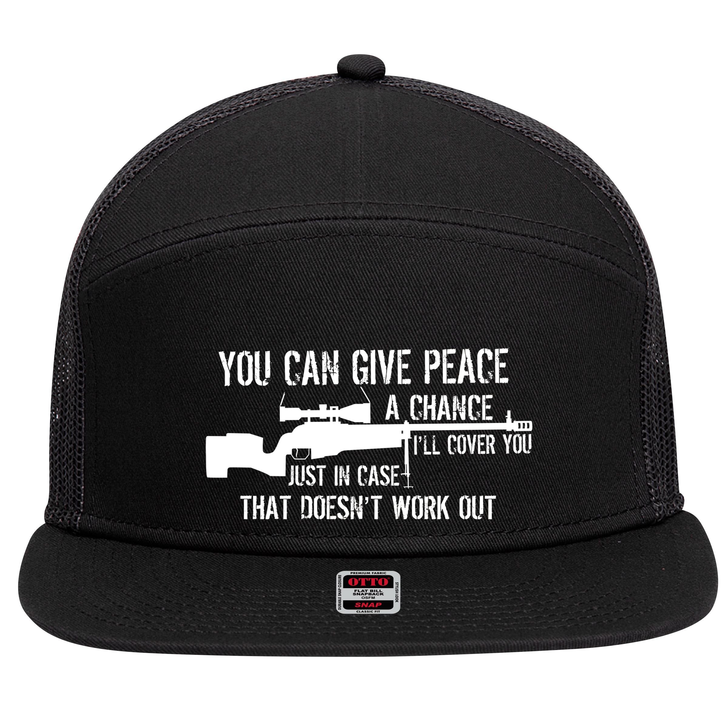 You Can Give Peace A Chance 7 Panel Mesh Trucker Snapback Hat