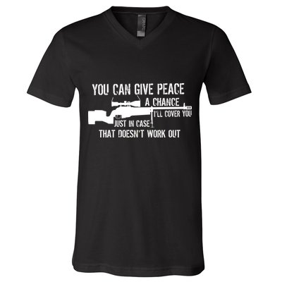 You Can Give Peace A Chance V-Neck T-Shirt
