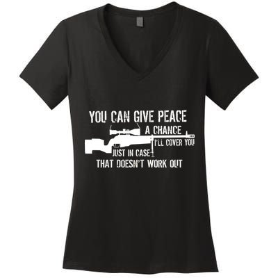 You Can Give Peace A Chance Women's V-Neck T-Shirt