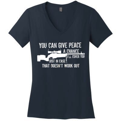 You Can Give Peace A Chance Women's V-Neck T-Shirt