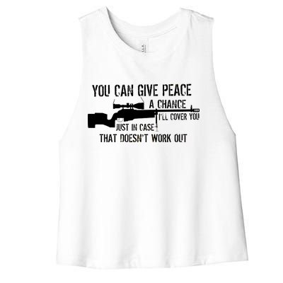 You Can Give Peace A Chance Women's Racerback Cropped Tank