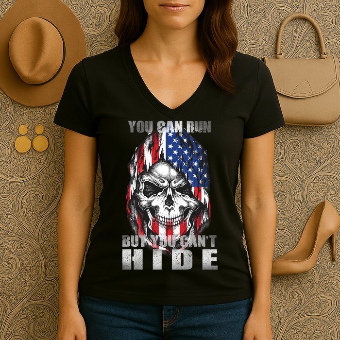 You Can Run But You Can't Hide Women's V-Neck T-Shirt