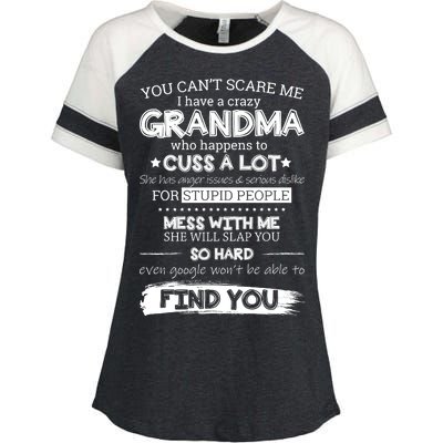 You Can't Scare Me I Have a Crazy Grandma Enza Ladies Jersey Colorblock Tee