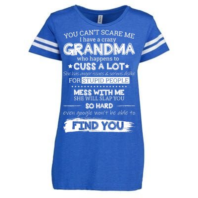 You Can't Scare Me I Have a Crazy Grandma Enza Ladies Jersey Football T-Shirt