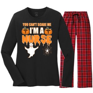 You Can't Scare Me I'm A Nurse Halloween Women's Long Sleeve Flannel Pajama Set 