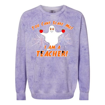 You Can't Scare Me I'm a Teacher Halloween Ghost Spiders Colorblast Crewneck Sweatshirt